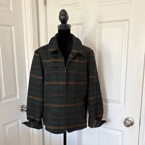 Christopher & Banks Dark Green Jacket with Gold Accent Stripes.